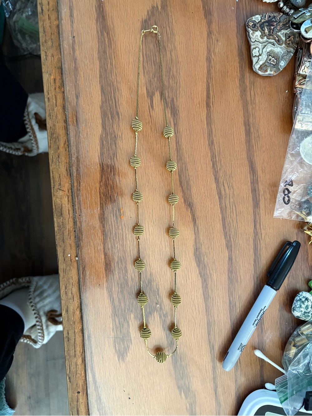 Gold Bead Strand Necklace - Women Jewelry 11 1/2 inches